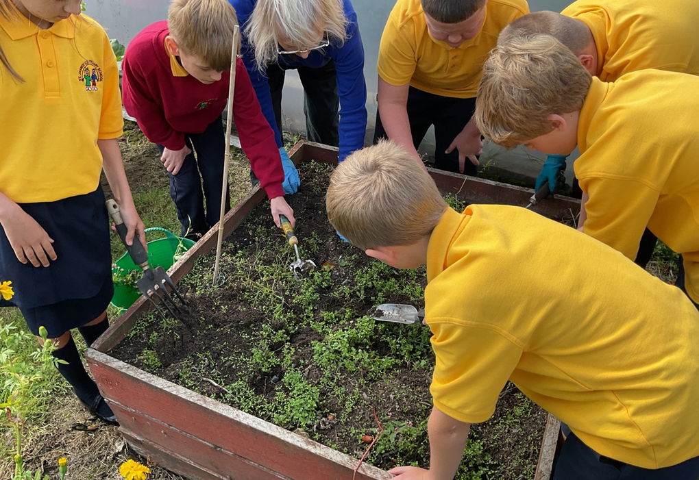 Children gardening