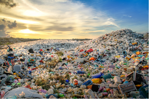 image of plastic dumped in a waste facility