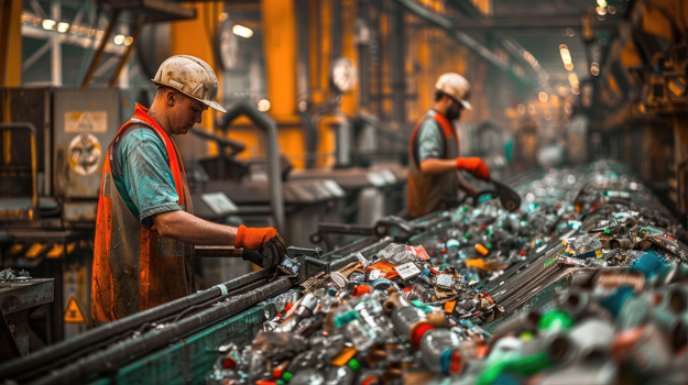Image of a worker at a recycling plant
